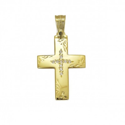Σταυρός Triantos,Γυναικείος Χρυσός 14 καράτια Με Πέτρες Ζιργκόν 1.1.1216