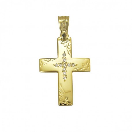 Σταυρός Triantos,Γυναικείος Χρυσός 14 καράτια Με Πέτρες Ζιργκόν 1.1.1216 