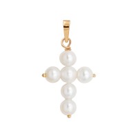 Σταυρος-Μενταγιόν με μαργαριτάρια Fresh Water Pearl 3,5mm Κ14 111495