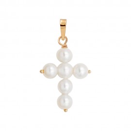 Σταυρος-Μενταγιόν με μαργαριτάρια Fresh Water Pearl 3,5mm Κ14 111495