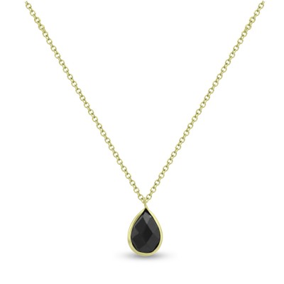Κολιέ Σταγόνα Χρυσό 14 Καράτια Με Μαύρο Quartz oro2686