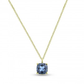 Κολιέ Χρυσό 14 Καράτια Με London Blue Πέτρα oro2683