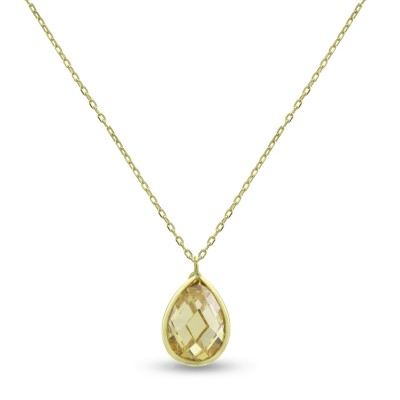 Κολιέ Σταγόνα Χρυσό 14 Καράτια Με Citrine Πέτρα oro2685