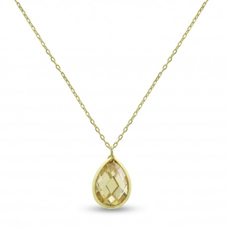 Κολιέ Σταγόνα Χρυσό 14 Καράτια Με Citrine Πέτρα oro2685 