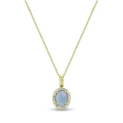 Κολιέ Χρυσό 14 Καράτια Με Aqua Marine Πέτρα oro2684