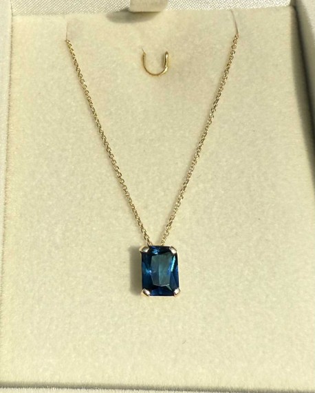 Κολιέ Χρυσό 14 Καράτια Με London Blue Πέτρα oro2682 