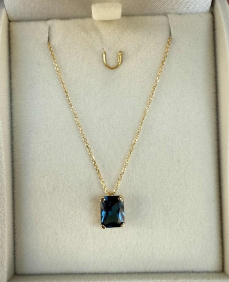Κολιέ Χρυσό 14 Καράτια Με London Blue Πέτρα oro2682 