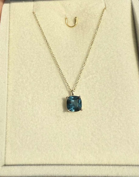 Κολιέ Χρυσό 14 Καράτια Με London Blue Πέτρα oro2683 