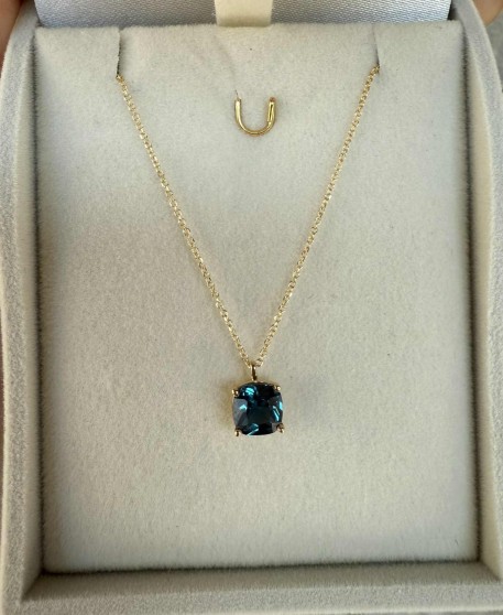 Κολιέ Χρυσό 14 Καράτια Με London Blue Πέτρα oro2683 