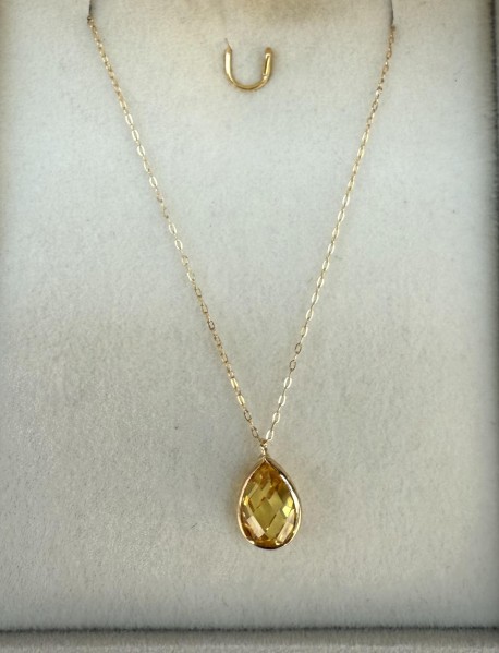 Κολιέ Σταγόνα Χρυσό 14 Καράτια Με Citrine Πέτρα oro2685 