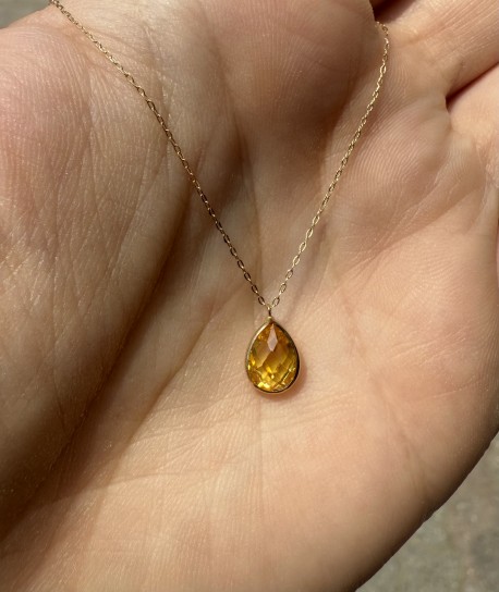 Κολιέ Σταγόνα Χρυσό 14 Καράτια Με Citrine Πέτρα oro2685 