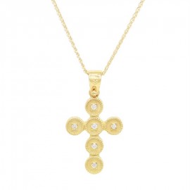 Σταυρός-Αλυσίδα Γυναικείος Χρυσός Με Διαμάντια 14 Καράτια oro1316