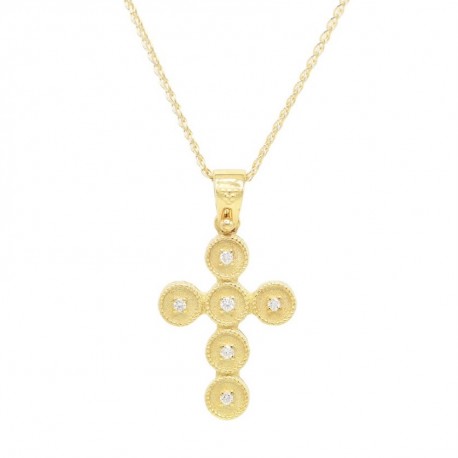 Σταυρός-Αλυσίδα Γυναικείος Χρυσός Με Διαμάντια 14 Καράτια oro1316 