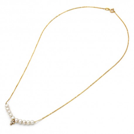 Κολιέ Mε Mαργαριτάρια Fresh Water Pearl Χρυσό 14 Καράτια oro1568 