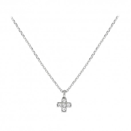 Σταυρός Με Αλυσίδα Λευκόχρυσο 9 Καράτια, Λευκά Ζιργκόν oro1655 