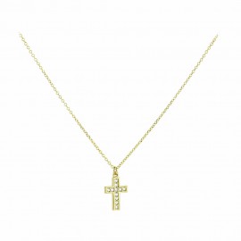 Σταυρός Με Αλυσίδα Xρυσό 9 Καράτια, Λεύκα Ζιργκόν oro1660