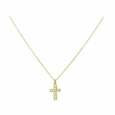 Σταυρός Με Αλυσίδα Xρυσό 9 Καράτια, Λεύκα Ζιργκόν oro1660 