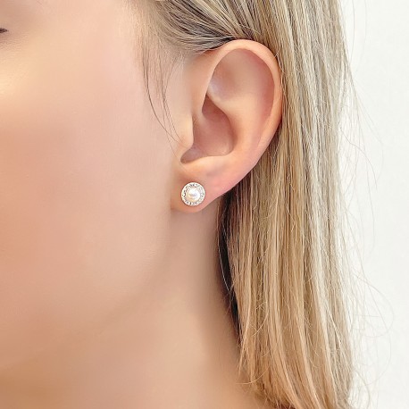 Σκουλαρίκια ροζέτα Με Μαργαριτάρια Fresh Water Pearl Χρυσά 14 Καράτια oro1526 