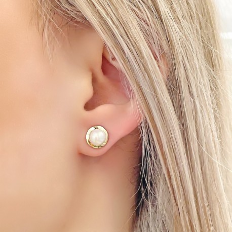 Σκουλαρίκια Με Μαργαριτάρια Fresh Water Pearl Χρυσά 14 Καράτια oro1530 