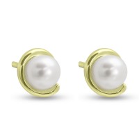 Σκουλαρίκια Χρυσά 14 Καράτια Με λευκά μαργαριτάρια 4 - 4.5 mm oro2932