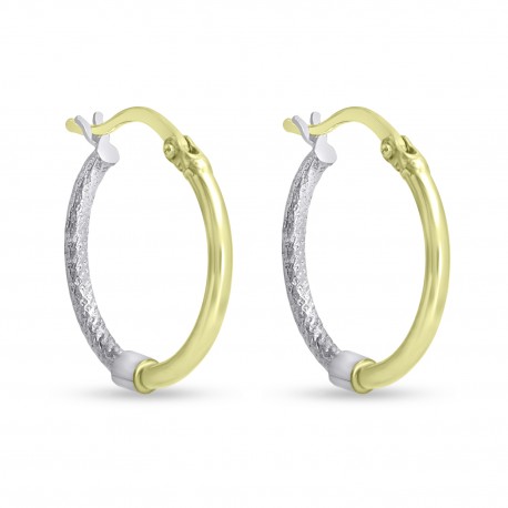 Σκουλαρίκια Κρίκοι Δίχρωμοι 14 Καράτια oro2938 