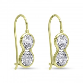 Σκουλαρίκια Χρυσά με Διπλό Ζιργκόν 14 Καράτια oro2939