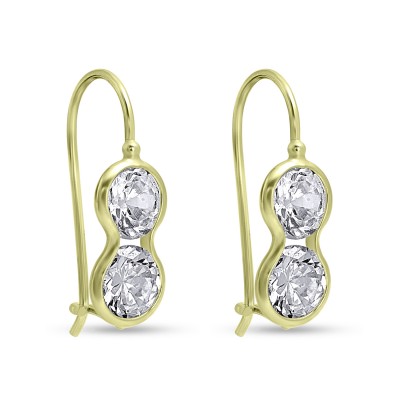 Σκουλαρίκια Χρυσά με Διπλό Ζιργκόν 14 Καράτια oro2939