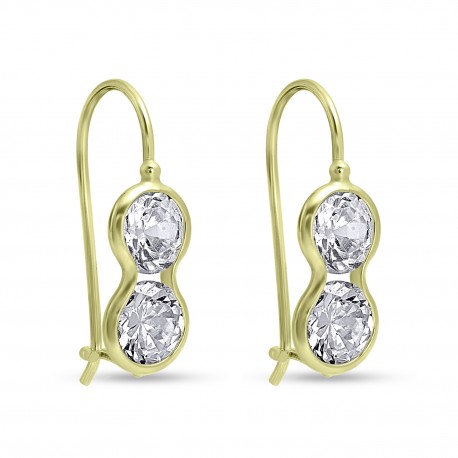 Σκουλαρίκια Χρυσά με Διπλό Ζιργκόν 14 Καράτια oro2939 