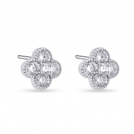 Σκουλαρίκια Λευκόχρυσα 9 Καράτια Mε Ζιργκόν oro2931