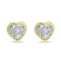 Σκουλαρίκια Καρδιά Χρυσά 9 Καράτια Με Λευκά Ζιργκόν oro2930