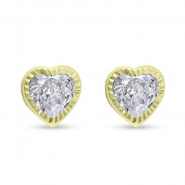 Σκουλαρίκια Καρδιά Χρυσά 9 Καράτια Με Λευκά Ζιργκόν oro2930