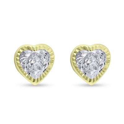Σκουλαρίκια Καρδιά Χρυσά 9 Καράτια Με Λευκά Ζιργκόν oro2930
