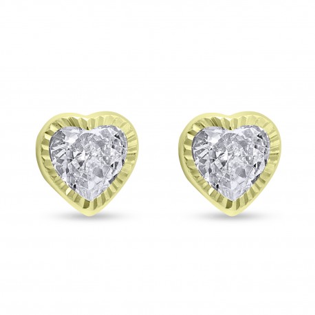 Σκουλαρίκια Καρδιά Χρυσά 9 Καράτια Με Λευκά Ζιργκόν oro2930 