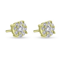 Σκουλαρίκια Χρυσά Ροζέτες 14 Καράτια Με Ζιργκόν oro2926