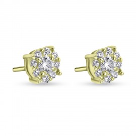 Σκουλαρίκια Χρυσά Ροζέτες 14 Καράτια Με Ζιργκόν oro2926