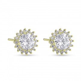 Σκουλαρίκια Χρυσά Ροζέτες 14 Καράτια Με Ζιργκόν oro2924