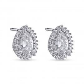 Σκουλαρίκια Σταγόνες Λευκόχρυσα 14 Καράτια Mε Ζιργκόν oro2914