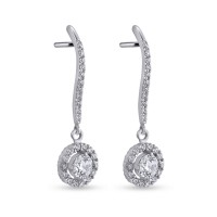 Σκουλαρίκια Λευκόχρυσα 14 Καράτια Mε Ζιργκόν oro2913