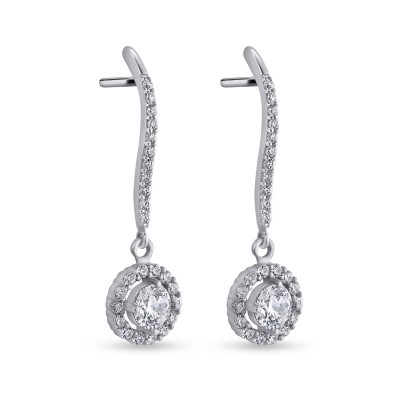 Σκουλαρίκια Λευκόχρυσα 14 Καράτια Mε Ζιργκόν oro2913