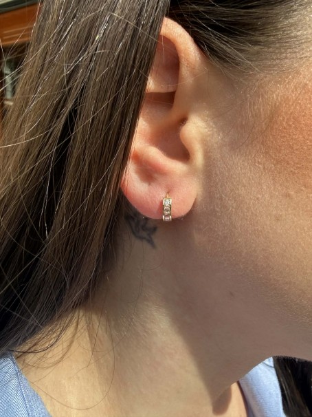 Σκουλαρίκια Κρίκοι Χρυσά 14 Καράτια με Ζιργκόν oro2911 