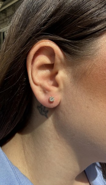 Σκουλαρίκια Χρυσά Ροζέτες 14 Καράτια Με Ζιργκόν oro2926 