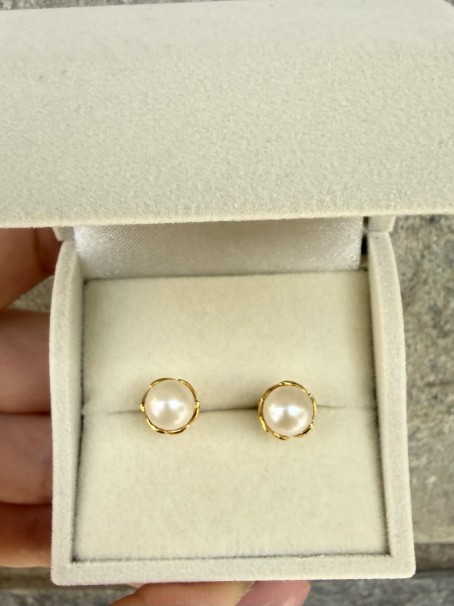 Σκουλαρίκια Χρυσά 14 Καράτια Με Μαργαριτάρια 7-7,5 mm oro2921 