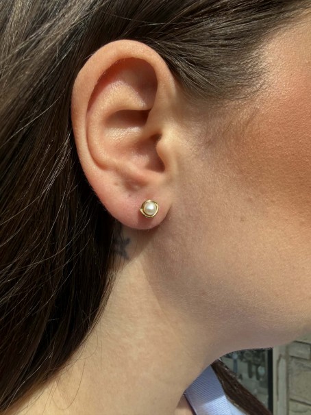 Σκουλαρίκια Χρυσά 14 Καράτια Με λευκά μαργαριτάρια 4 - 4.5 mm oro2932 