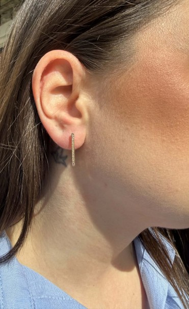 Σκουλαρίκια Κρίκοι Χρυσά 14 Καράτια με Ζιργκόν oro2908 