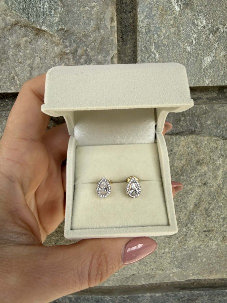 Σκουλαρίκια Χρυσά Σταγόνες 14 Καράτια Με Ζιργκόν oro2918 