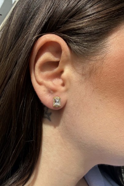 Σκουλαρίκια Χρυσά 9 Καράτια Με Λευκά Ζιργκόν oro2915 