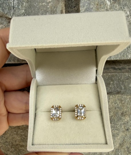 Σκουλαρίκια Χρυσά 9 Καράτια Με Λευκά Ζιργκόν oro2915 