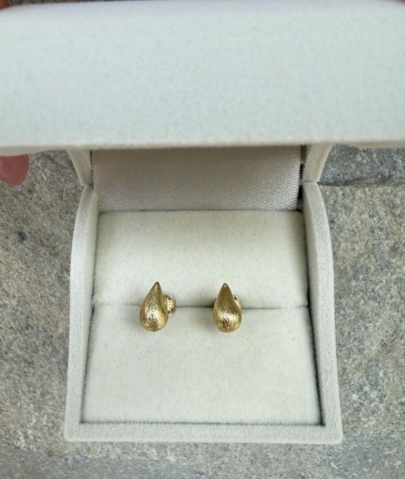 Σκουλαρίκια Χρυσά Ματ Σταγόνες 14 Καράτια oro2936 