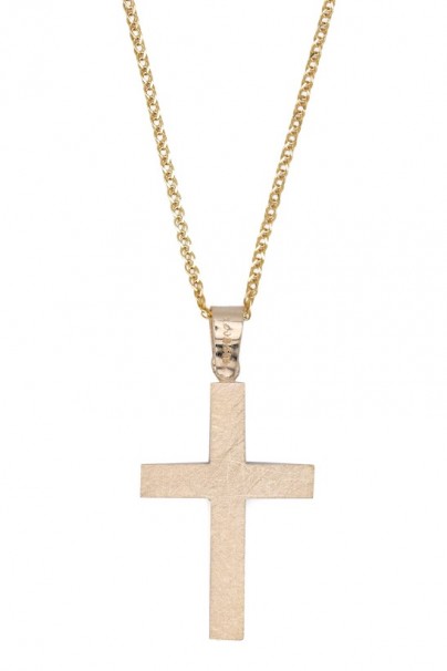 Σταυρός Ανδρικός Διπλής Όψεως Χρυσός 14 Καράτια Με Αλυσίδα oro1898 