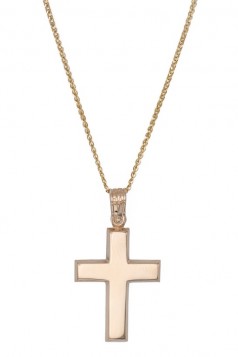 Σταυρός Με Αλυσίδα Διπλής Όψεως Χρυσός 14 Καράτια oro1902